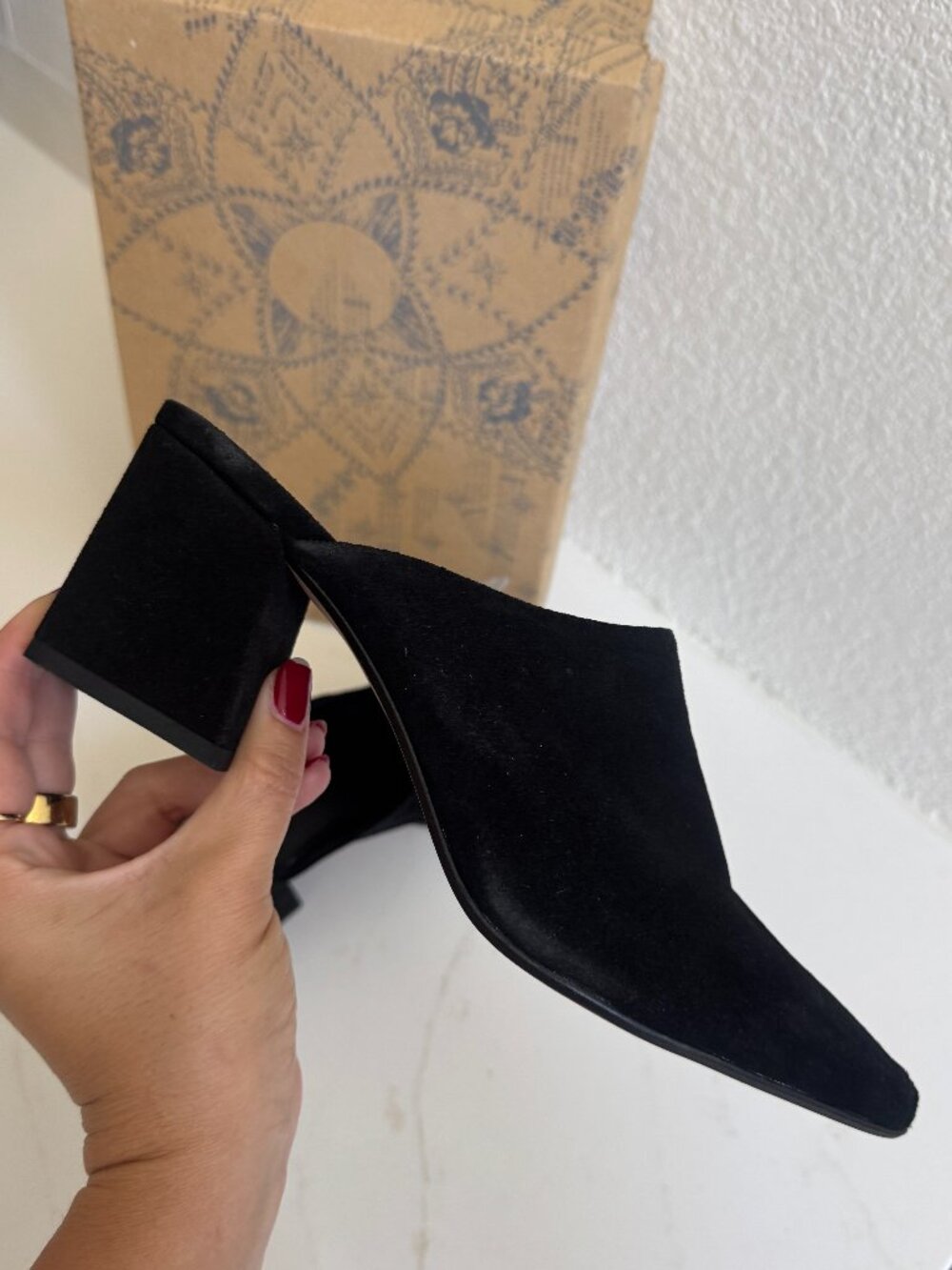 Free People Black Suede Pointed Toe Mules | Size 38 (US 7.5–8) Made in Italy NWT